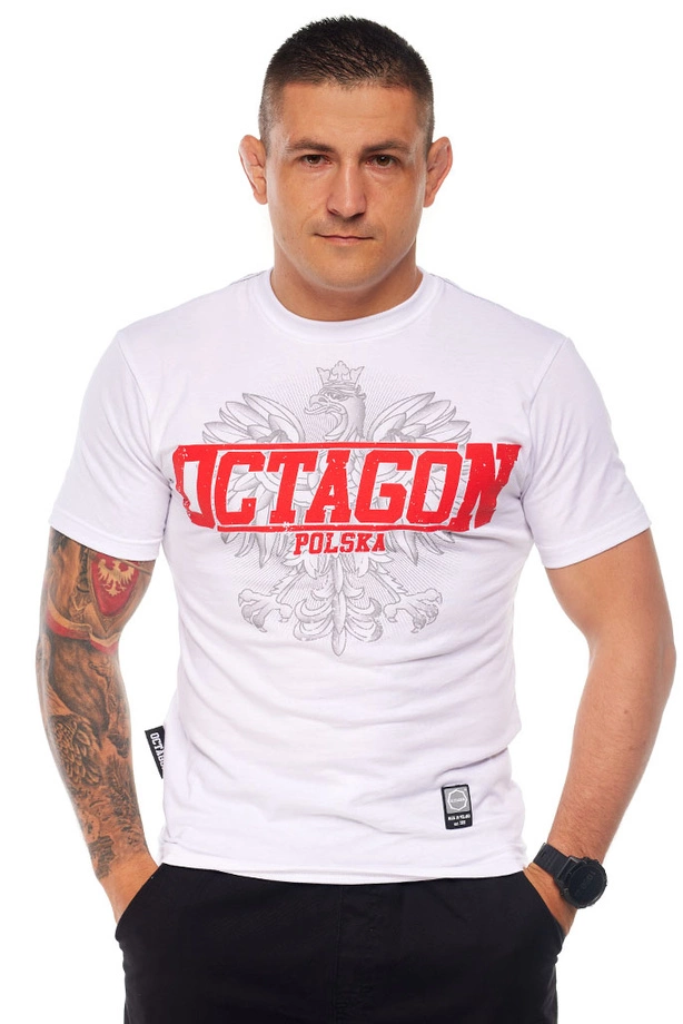 Koszulka męska T-shirt Octagon Polska Orzeł biała