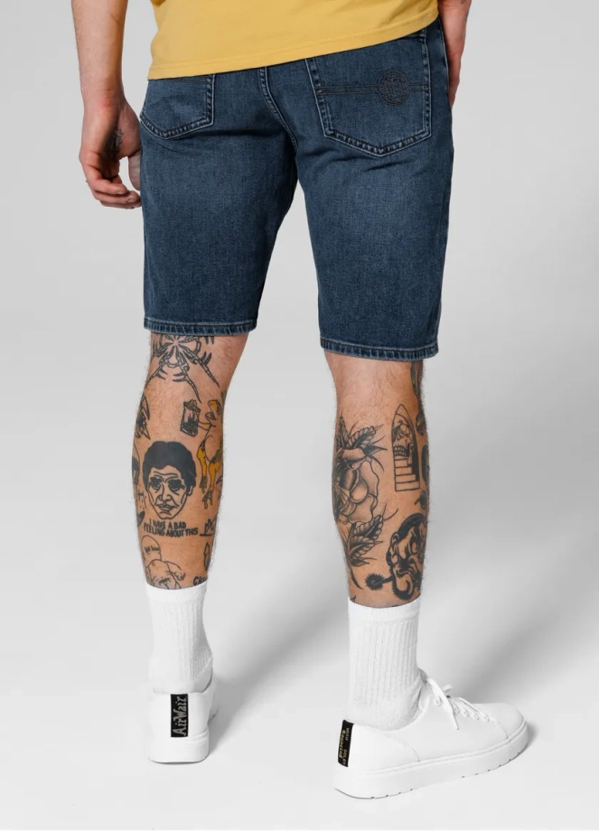 Spodenki szorty jeans męskie Pitbull Medium Wash Highlander niebieskie