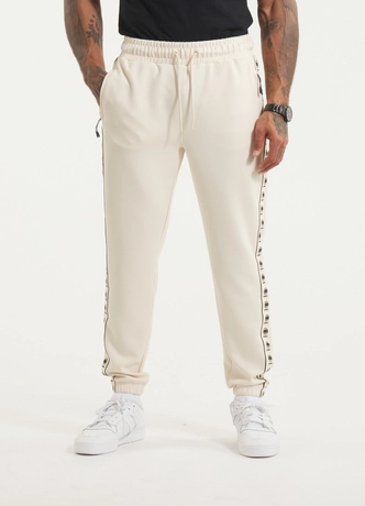 Spodnie męskie dresowe Pitbull Pit Bull Powers off-white kremowe