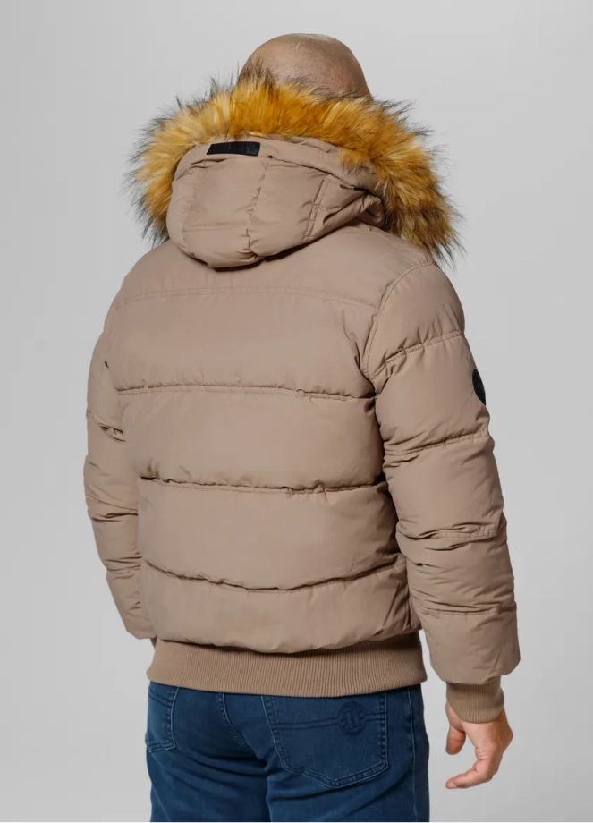 Kurtka zimowa męska Pit Bull Burnt Hooded Jacket beżowa