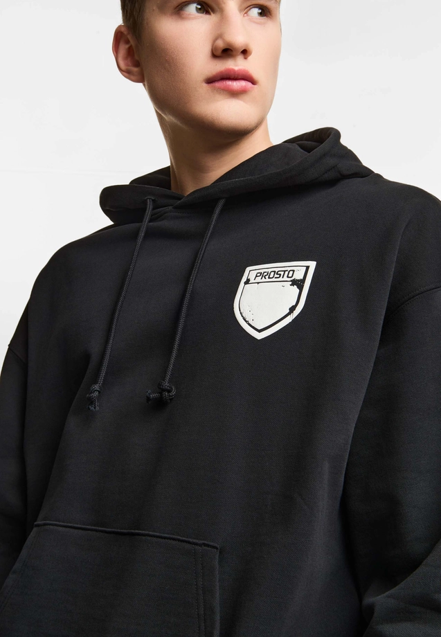 Bluza męska z kapturem oversize Prosto Splash Shield Mini czarna