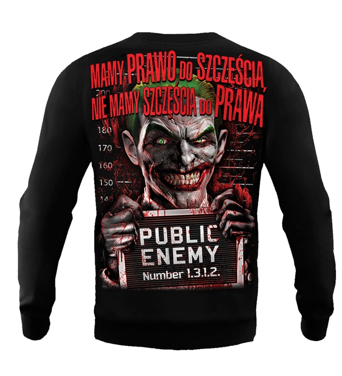 Bluza męska bez kaptura Public Enemy Mamy prawo do szczęścia crewneck czarna