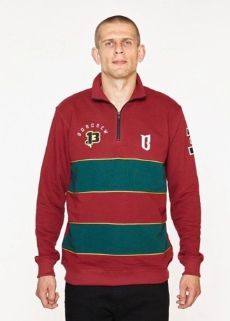 Bluza bez kaptura BOR B 13 stójka burgundy/green