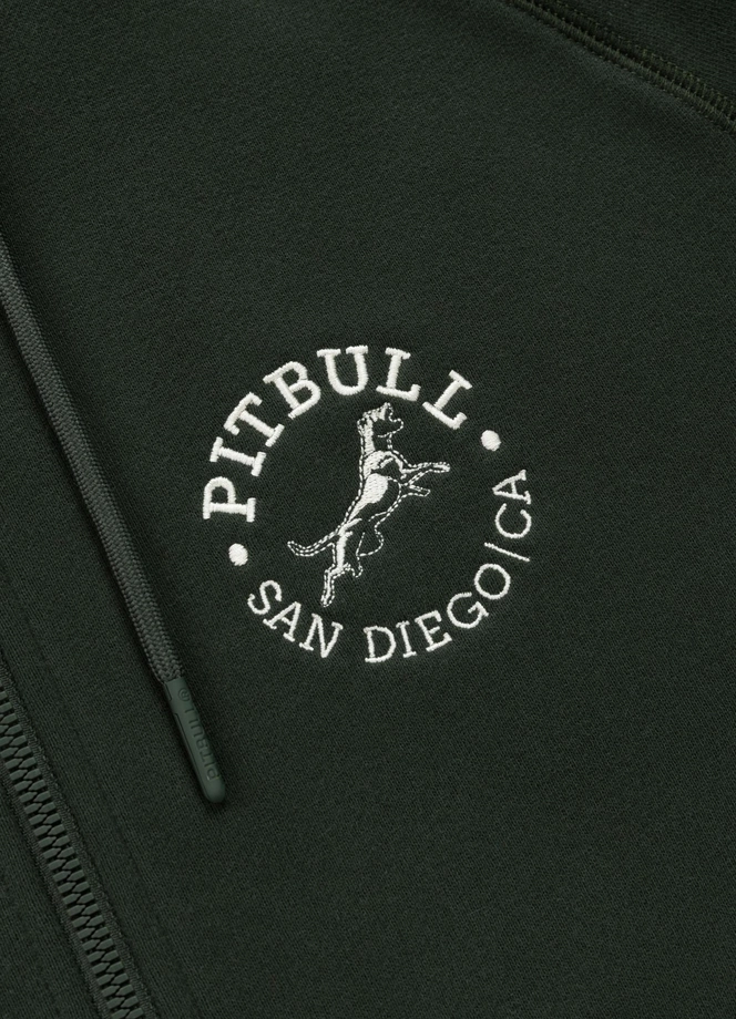 Bluza męska rozpinana z kapturem Pit Bull San Diego CA ciemno zielona