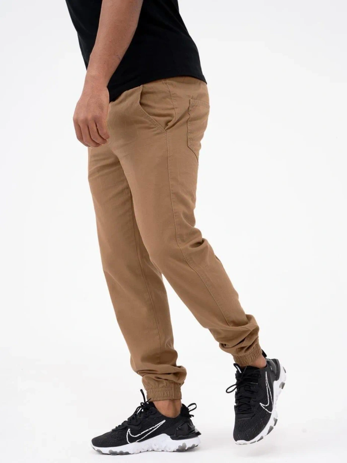 Spodnie męskie Materiałowe Jogger Jigga Wear Crown jasno brązowe