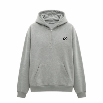 Bluza męska z kapturem half-zip Prosto Big Log Infinity szara