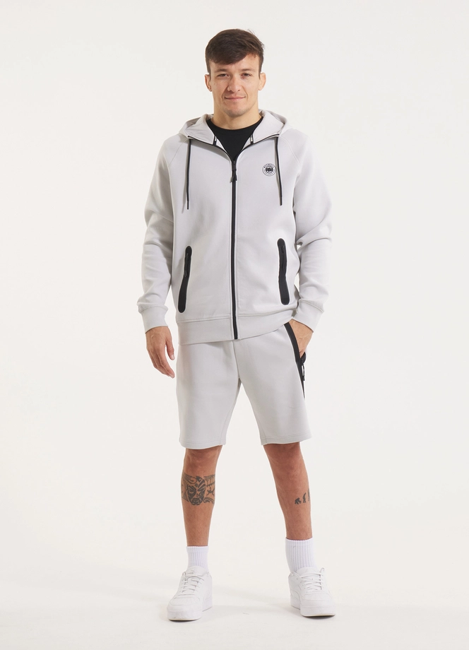 Bluza męska z kapturem Pitbull Pit Bull Dogwood ZIP złamana biel