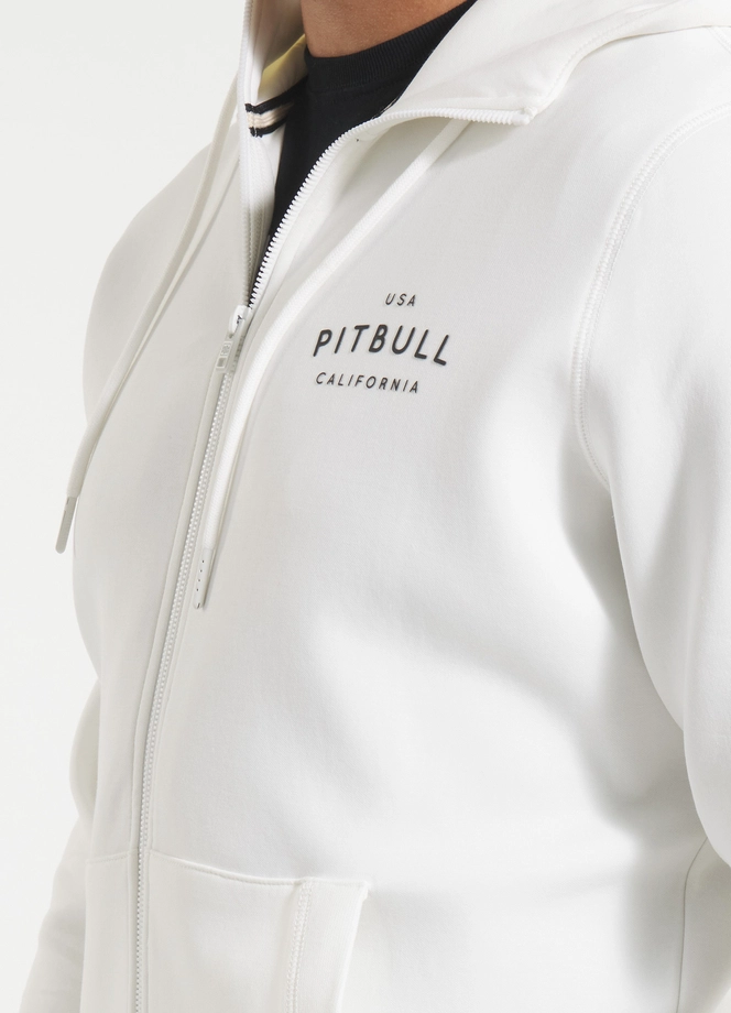 Bluza męska z kapturem Pitbull Pit Bull Sampson ZIP biała