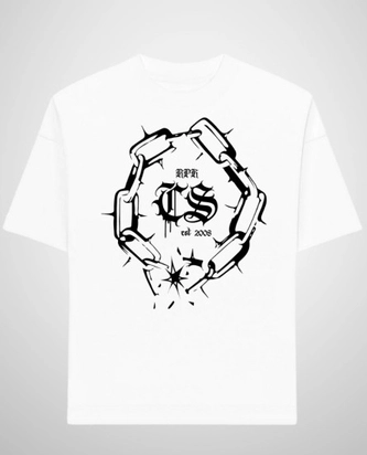 Koszulka męska T-shirt Ciemna Strefa Łańcuch Gotyk biała