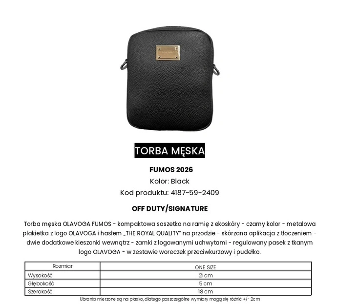 Saszetka listonoszka OLAVOGA FUMOS czarna