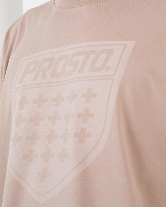 Koszulka męska t-shirt Prosto Shield beżowa