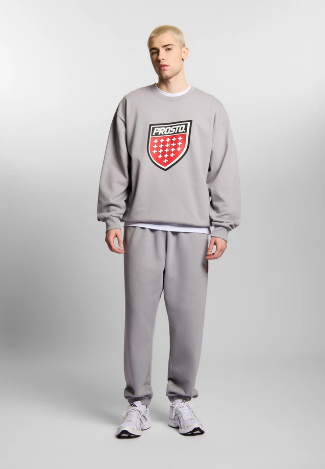 Bluza męska oversize Prosto Big Shield crewneck szara