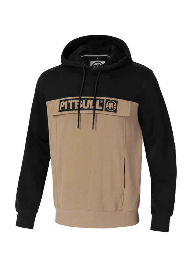 Bluza męska z kapturem Pitbull Pit Bull Terry Two-Color Hilltop hooded czarna/beżowa