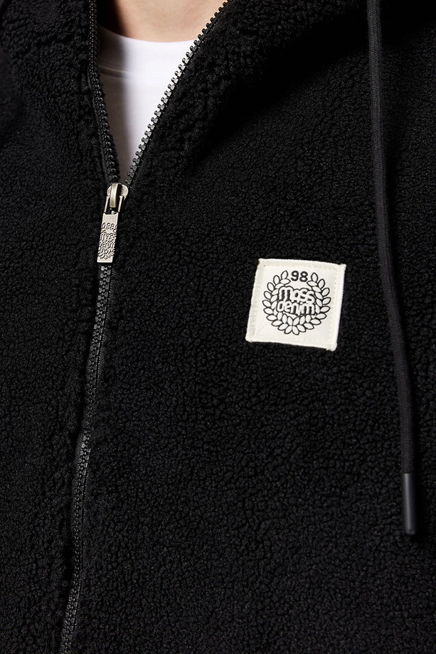 Kurtka przejściowa rozpinana Teddy Mass Denim Patch czarna