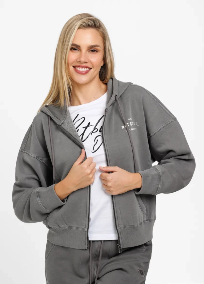 Bluza damska Pit Bull Manzanita Pitbull hooded zip szara