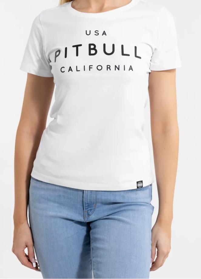 Koszulka t-shirt damska Pit Bull Pitbull USA CAL biała