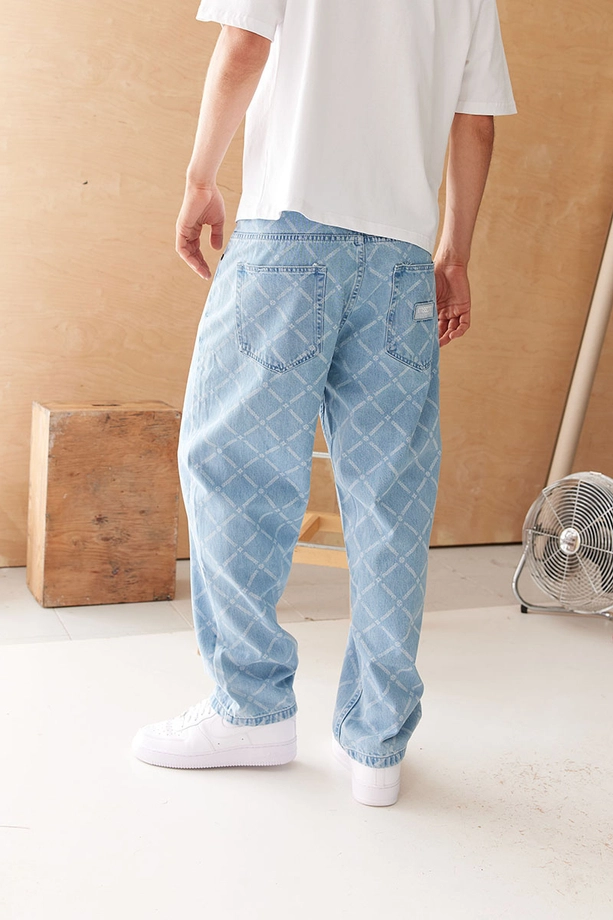 Spodnie męskie Jeans Extra Baggy Mass Denim Monogram jasno niebieskie