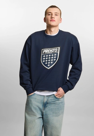 Bluza męska oversize Prosto Big Shield crewneck granatowa