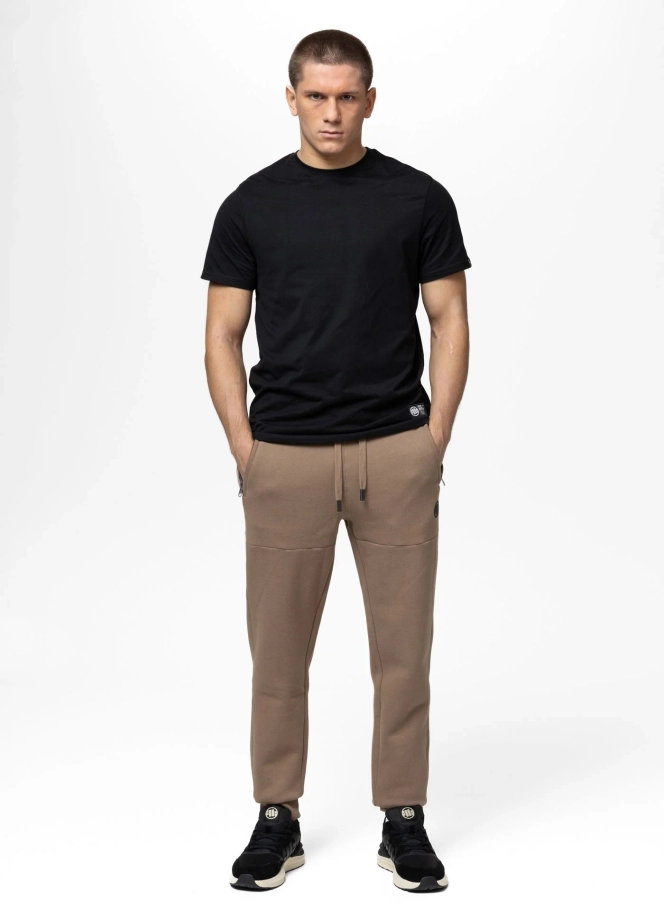 Spodnie męskie dresowe Pit Bull Small Logo HD brązowe