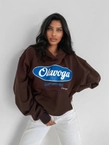 Bluza damska oversize z kapturem Olavoga Autumn Muse brązowa