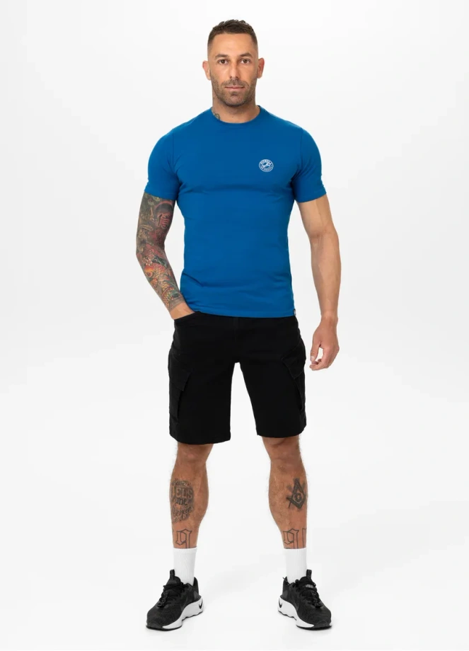 Koszulka męska T-Shirt Pit Bull Pitbull San Diego CA Small Logo Slim Fit niebieska