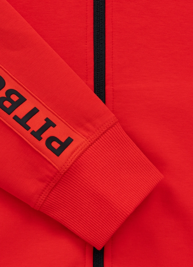 Bluza damska rozpinana z kapturem Pitbull Explory Tape fluo czerwona