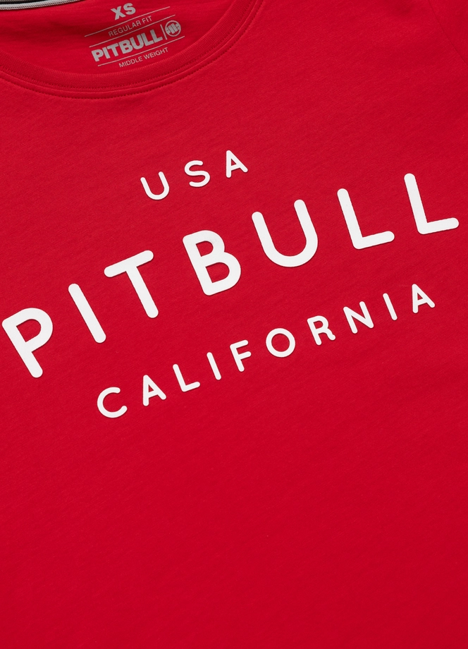 Koszulka t-shirt damska Pit Bull Pitbull USA CAL czerwona