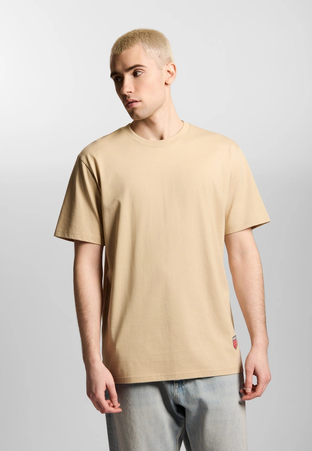 Koszulka męska t-shirt Prosto Big Shield beżowa