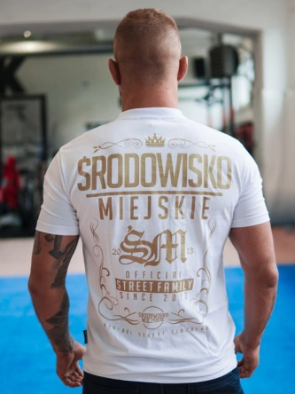 Koszulka męska t-shirt Środowisko Miejskie Theme biała/złota