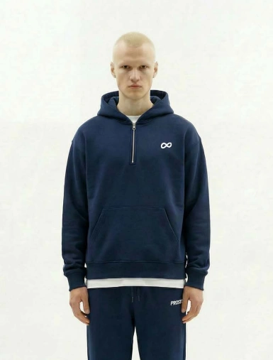 Bluza męska z kapturem half-zip Prosto Big Log Infinity granatowa