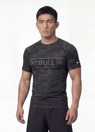 Koszulka męska rashguard Pitbull Hex Camo Hilltop czarna