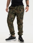 Spodnie męskie Materiałowe Jogger Bojówki Jigga Wear Crown Ripstop Cargo woodland camo zielone
