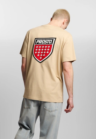 Koszulka męska t-shirt Prosto Big Shield beżowa