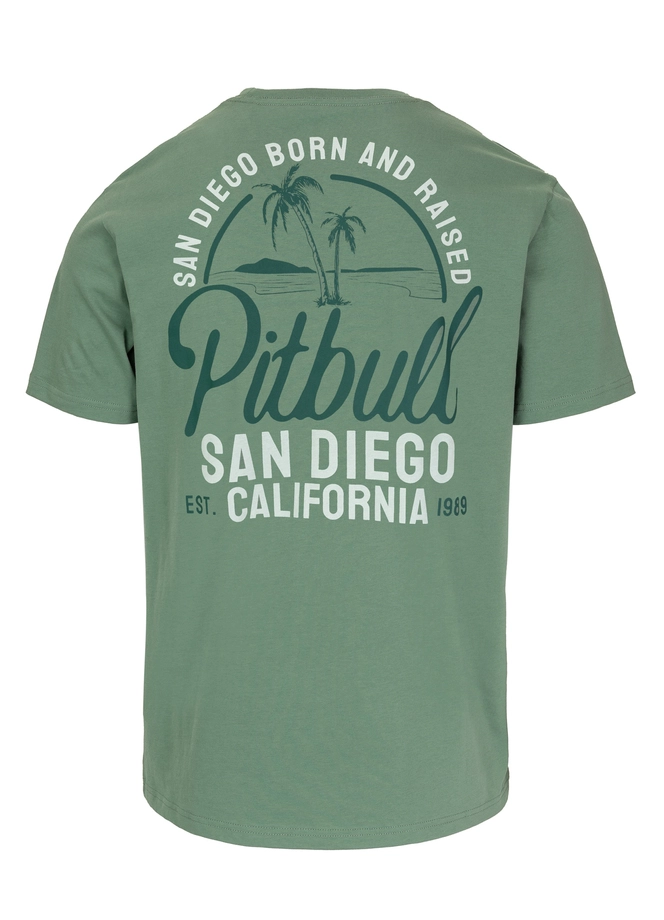 Koszulka męska T-Shirt Pit Bull Pitbull San Diego Born miętowa zielona