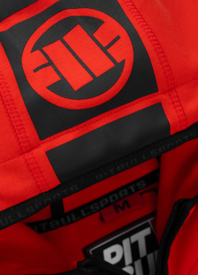 Bluza męska z kapturem Pitbull Pit Bull Hermes 24 ZIP hooded czerwona