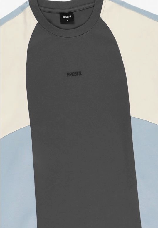 Koszulka męska t-shirt oversize Prosto Skid kremowo/niebiesko/grafitowa