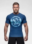 Koszulka męska rashguard Pitbull Logo Palms niebieska