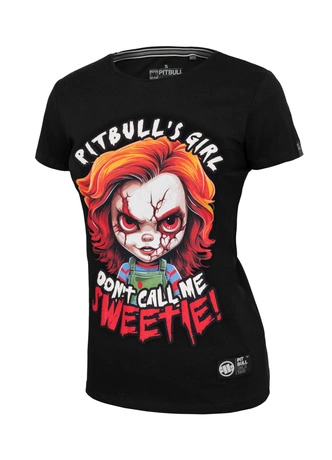 Koszulka damska T-shirt Pit Bull Sweetie-Chu czarna