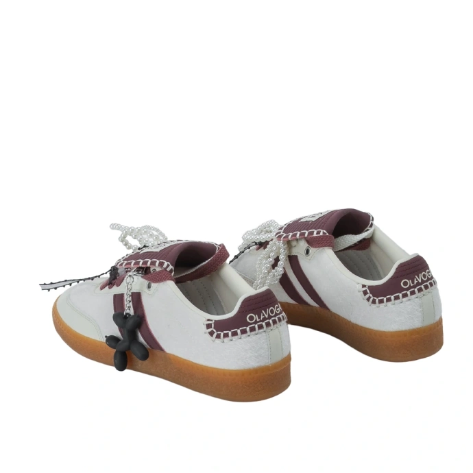 Buty sneakersy damskie Olavoga Anaty kremowo/bordowe