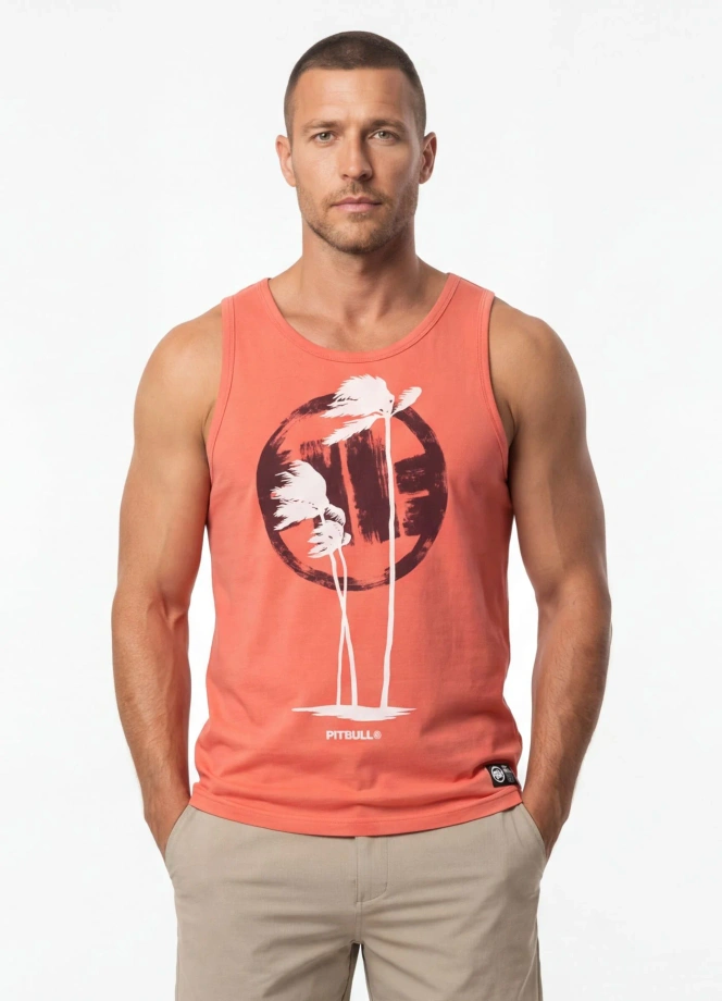 Koszulka męska tank top Pitbull Palms pomarańczowa łososiowa