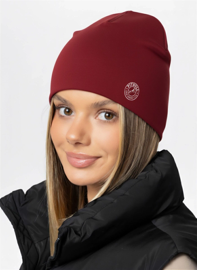 Czapka kompresyjna Pit Bull Beanie Pitbul San Diego CA bordowa