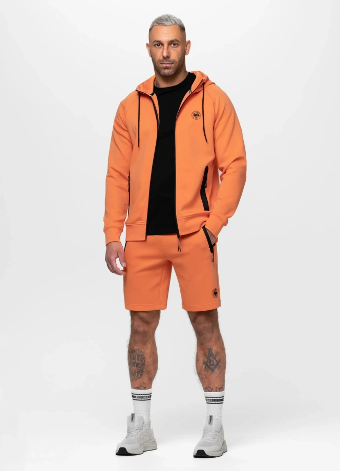 Bluza męska rozpinana z kapturem Pit Bull Dogwood fluo pomarańczowa