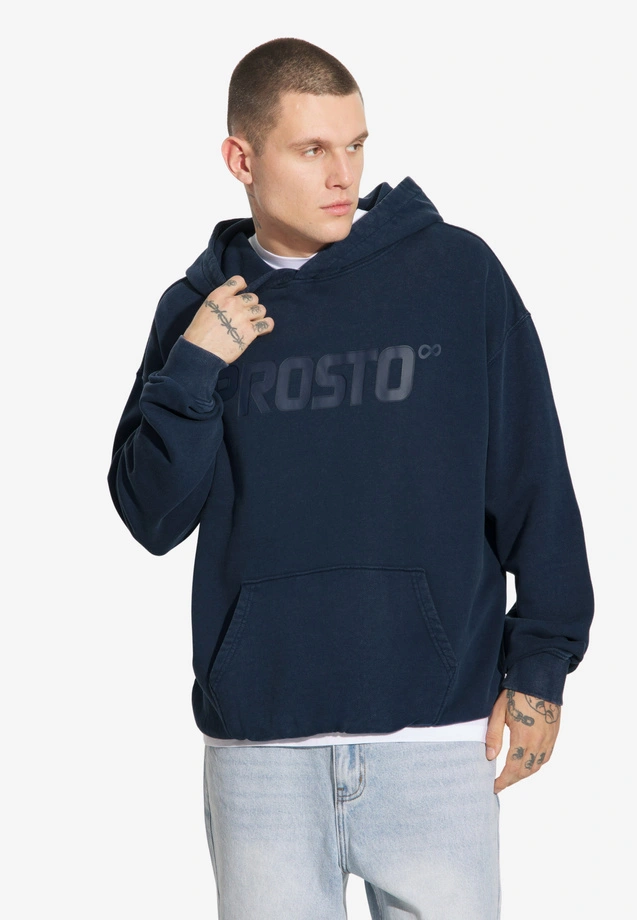 Bluza męska streetwear z kapturem Prosto Big Log granatowa