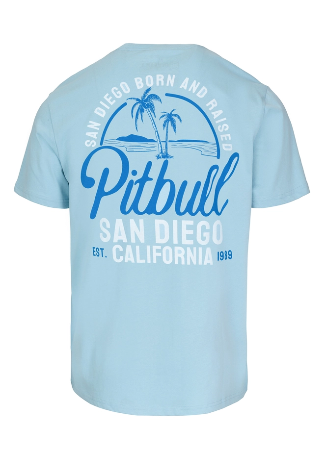 Koszulka męska T-Shirt Pit Bull Pitbull San Diego Born jasno niebieska
