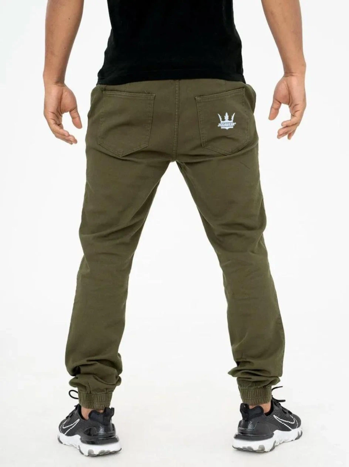 Spodnie męskie Jogger Jigga Wear Crown oliwkowe zielone