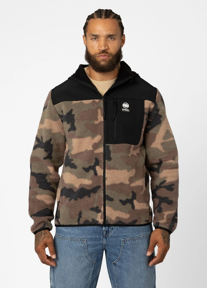 Bluza męska polarowa z kapturem rozpinana Pit Bull Joyner woodland camo