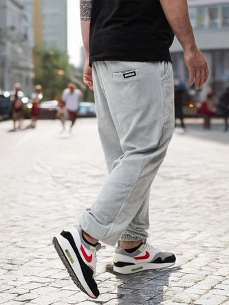 Spodnie męskie sztruksowe Jogger Jigga Wear Cord szare