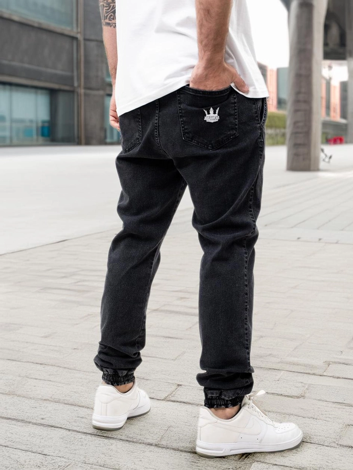 Spodnie męskie Jeans Jogger Jigga Wear Crown ciemno szare