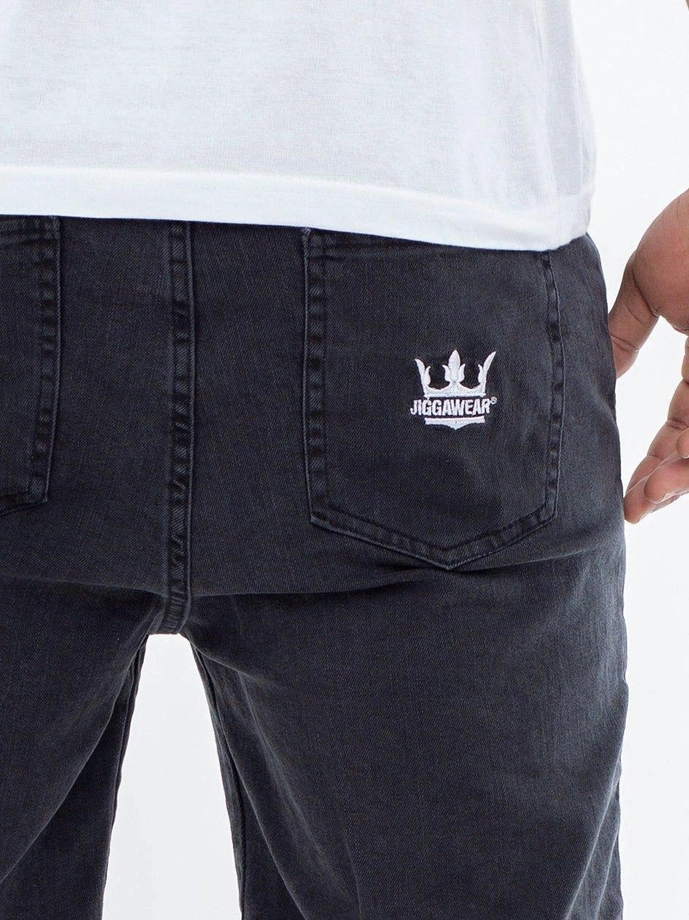 Spodenki szorty męskie jeans Jigga Wear Crown Pocket sprane czarne