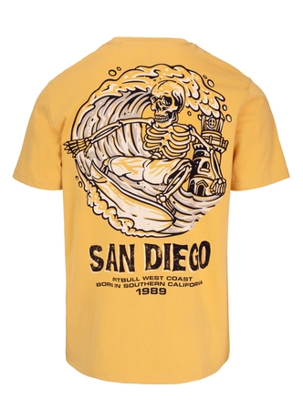 Koszulka męska T-Shirt Pit Bull Pitbull Skull Surf żółta